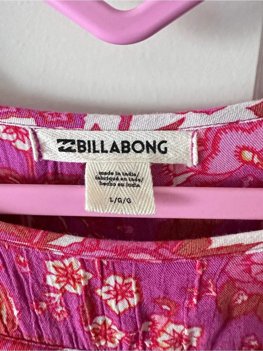 Billabong Girls' Pink Floral Smocked Square Neck Boho Dress